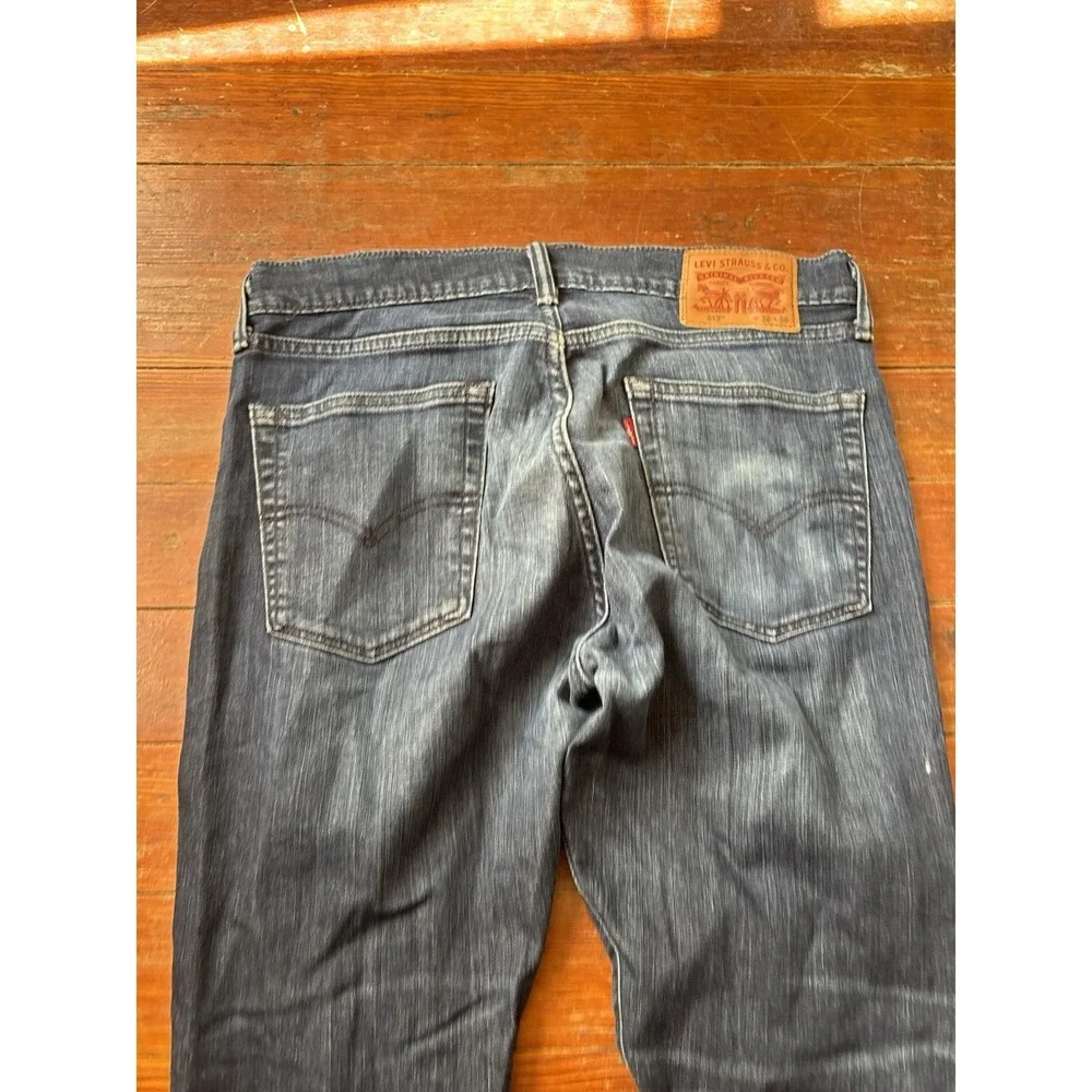 Levis 513 Jeans Mens Blue Denim Logo Cotton Stretch Mid Rise 32x30